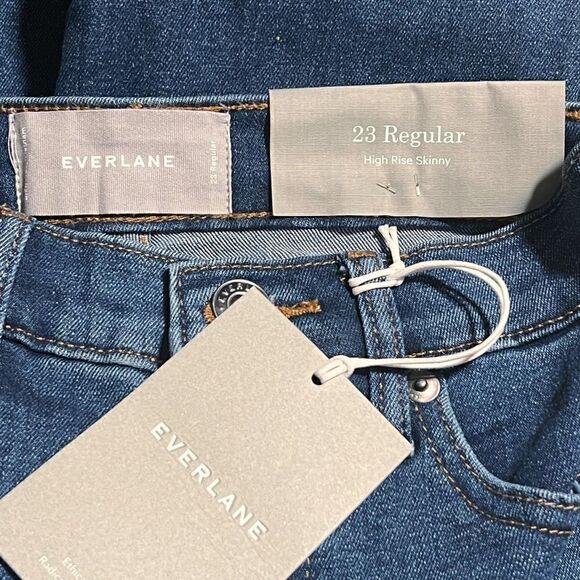 Everlane The Authentic Stretch High-Rise Skinny Jeans Mid Blue Wash Size 23 NWT - Picture 5 of 11